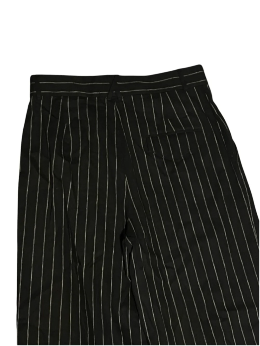Banana Republic Black White Pinstripe Wide Leg Linen Blend Pants Size 12
